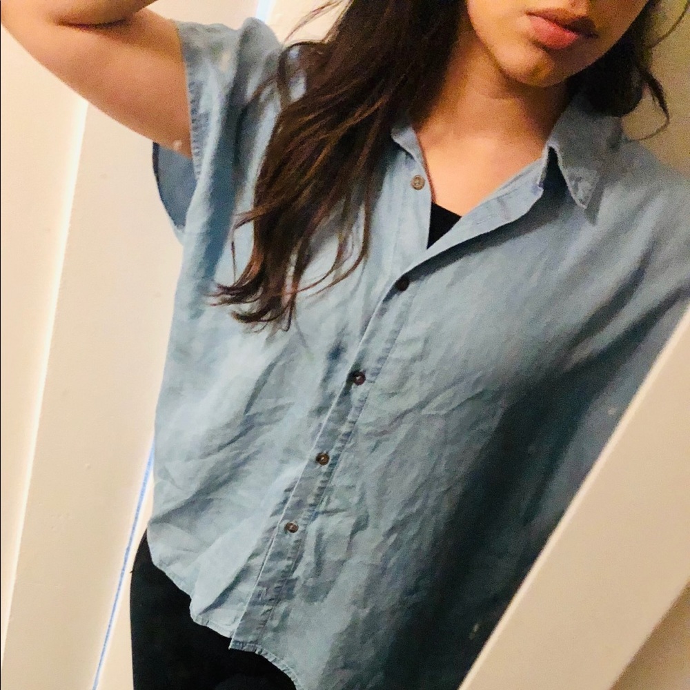 NWOT blue button up top